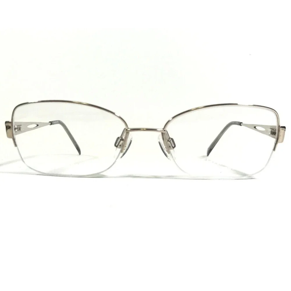 Charmant Eyeglasses Frames CH12161 WP Silver Cat Eye Half Rim 51-17-135